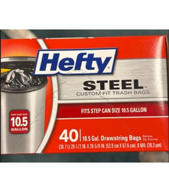 Hefty 10.5 Gallon 40 Count Drawstring Trash Bags. 11000 Boxes. EXW Los Angeles 